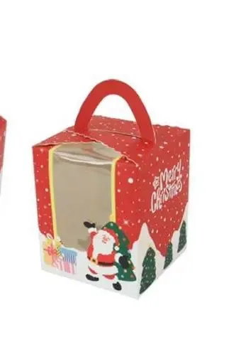 1 hole Christmas cup cake box  x 6 pc