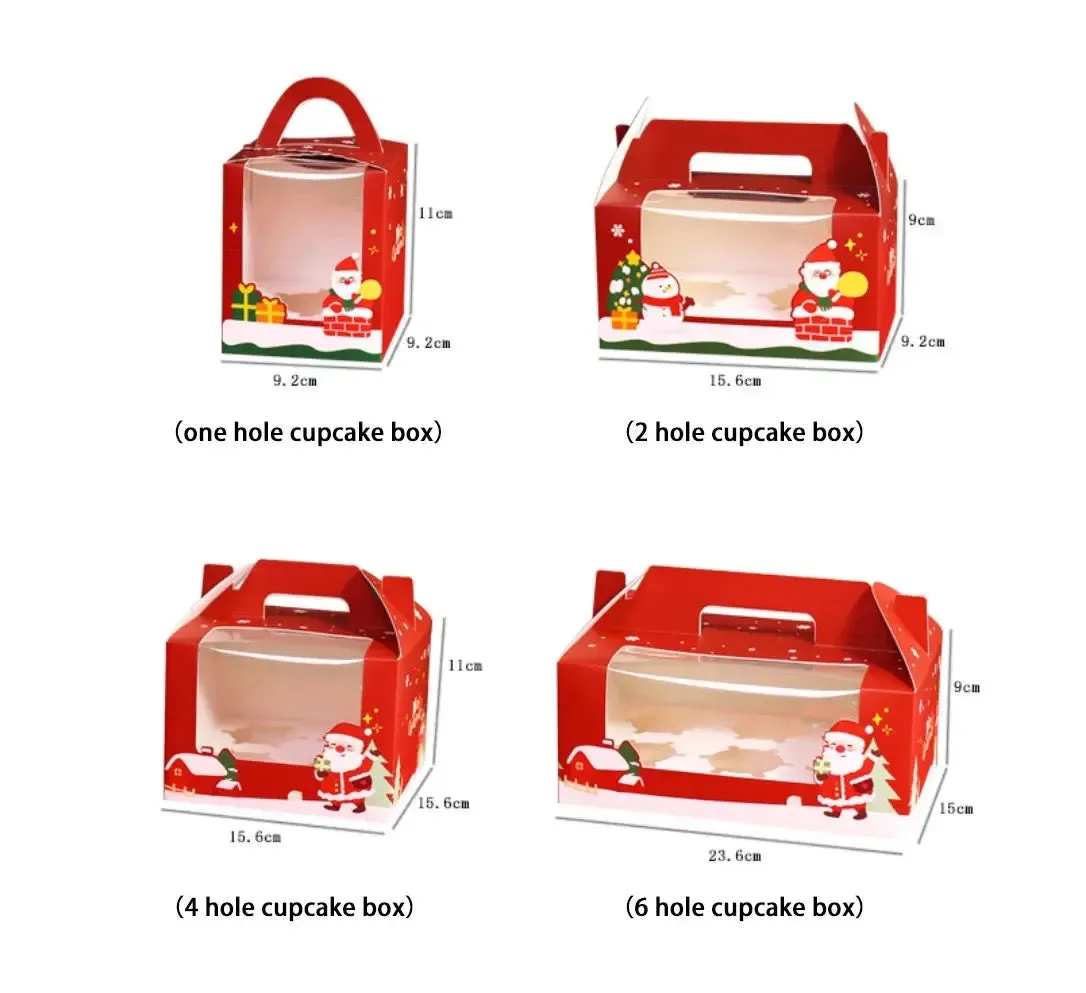 1 hole Christmas cup cake box  x 6 pc