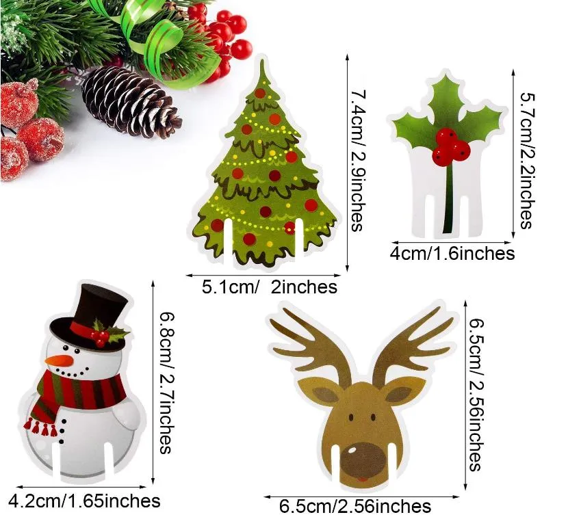 10pc Christmas Cup Card Christmas Decoration Santa Hat Wine Glass Decor Xmas Tree Ornaments Home Party