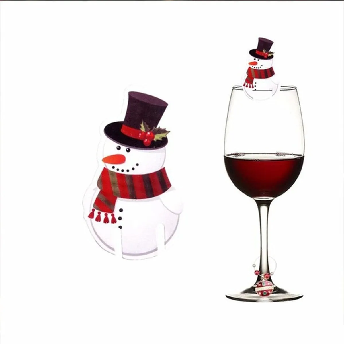 10pc Christmas Cup Card Christmas Decoration Santa Hat Wine Glass Decor Xmas Tree Ornaments Home Party