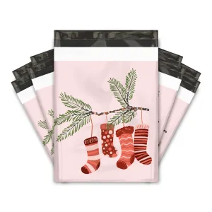 10x13 Christmas Stockings Designer Poly Mailers Shipping Envelopes Premium Printed Bags