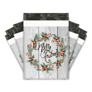 10x13 Christmas Wreath Designer Poly Mailers Shipping Envelopes Premium Printed Bags