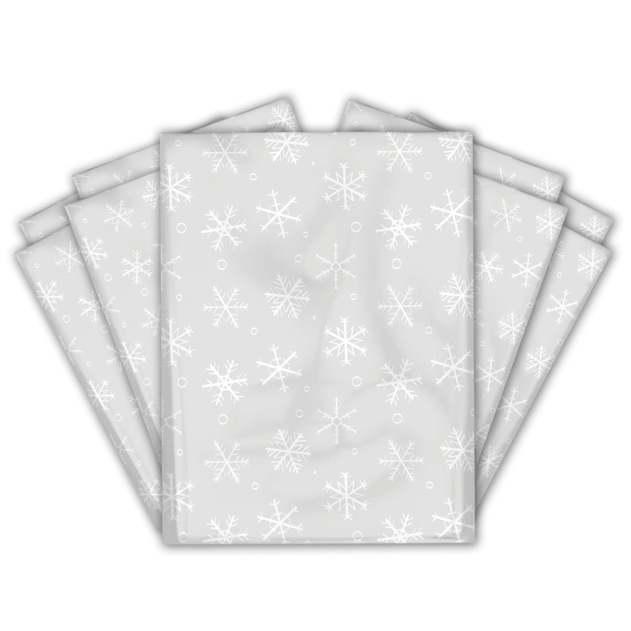 10x13 Gray Winter Snowflakes Designer Poly Mailers Shipping Envelopes Premium Printed Bags