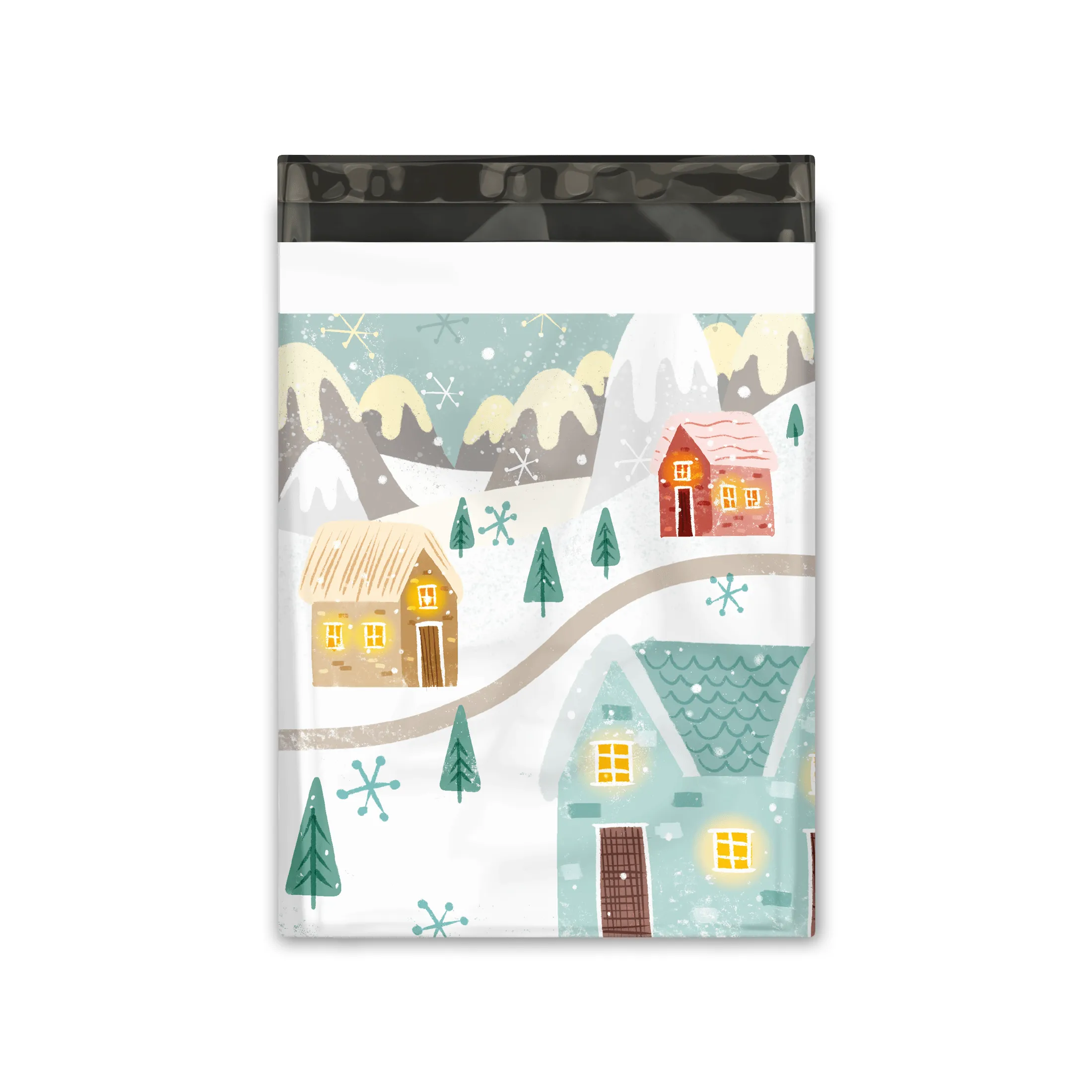 10x13 Winter Village Designer Poly Mailers Shipping Envelopes Premium Printed Bags