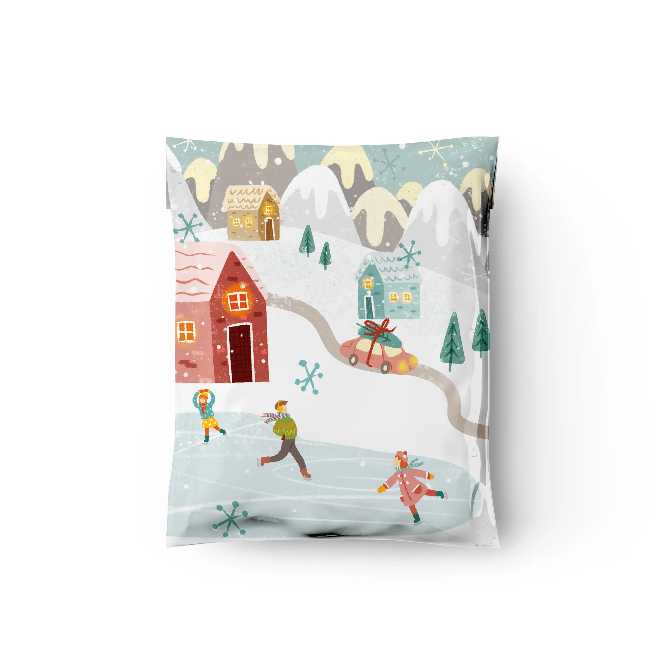 10x13 Winter Village Designer Poly Mailers Shipping Envelopes Premium Printed Bags