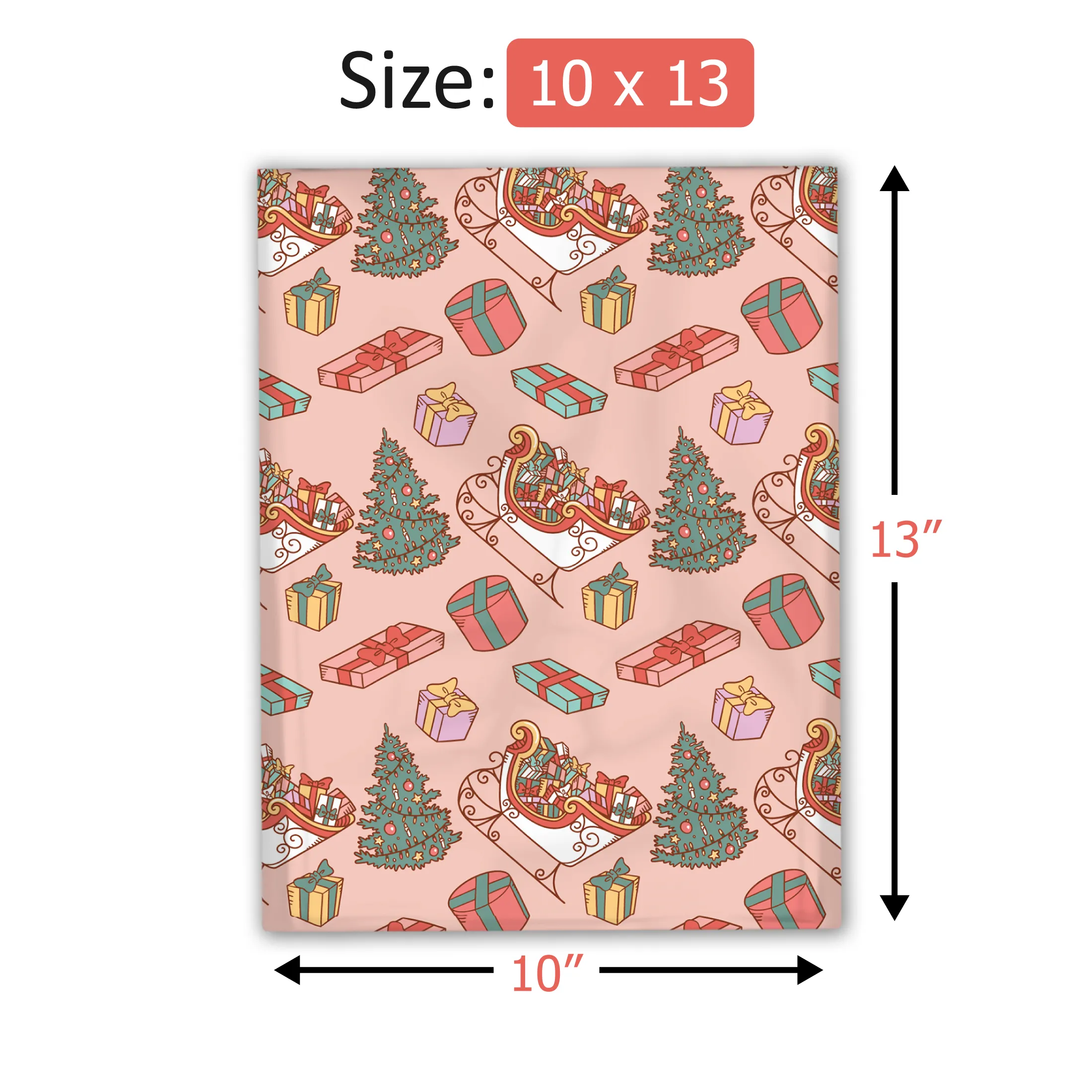 10x13" Santa's Sleigh Designer Poly Mailers Shipping Envelopes Premium Printed Bags