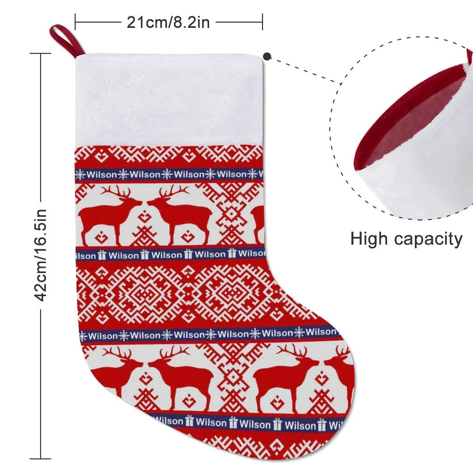 16.5in(L) Super Size-Custom Name Elk Pattern Christmas Stocking