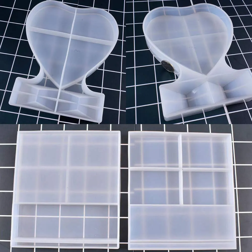 2PCS Large Photo Frame Resin Mold Silicone Heart Shape Rectangle Mould Set for Epoxy Resin Casting DIY Photo Frame Resin Mold Craft Kit Photos Display Tool Art Supplies Home Decor Gift