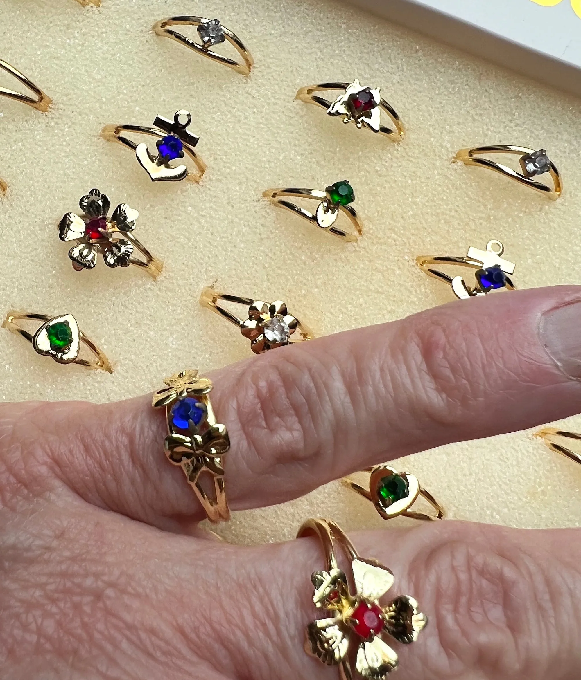 36 Whimsical Vintage Rings in Display Box