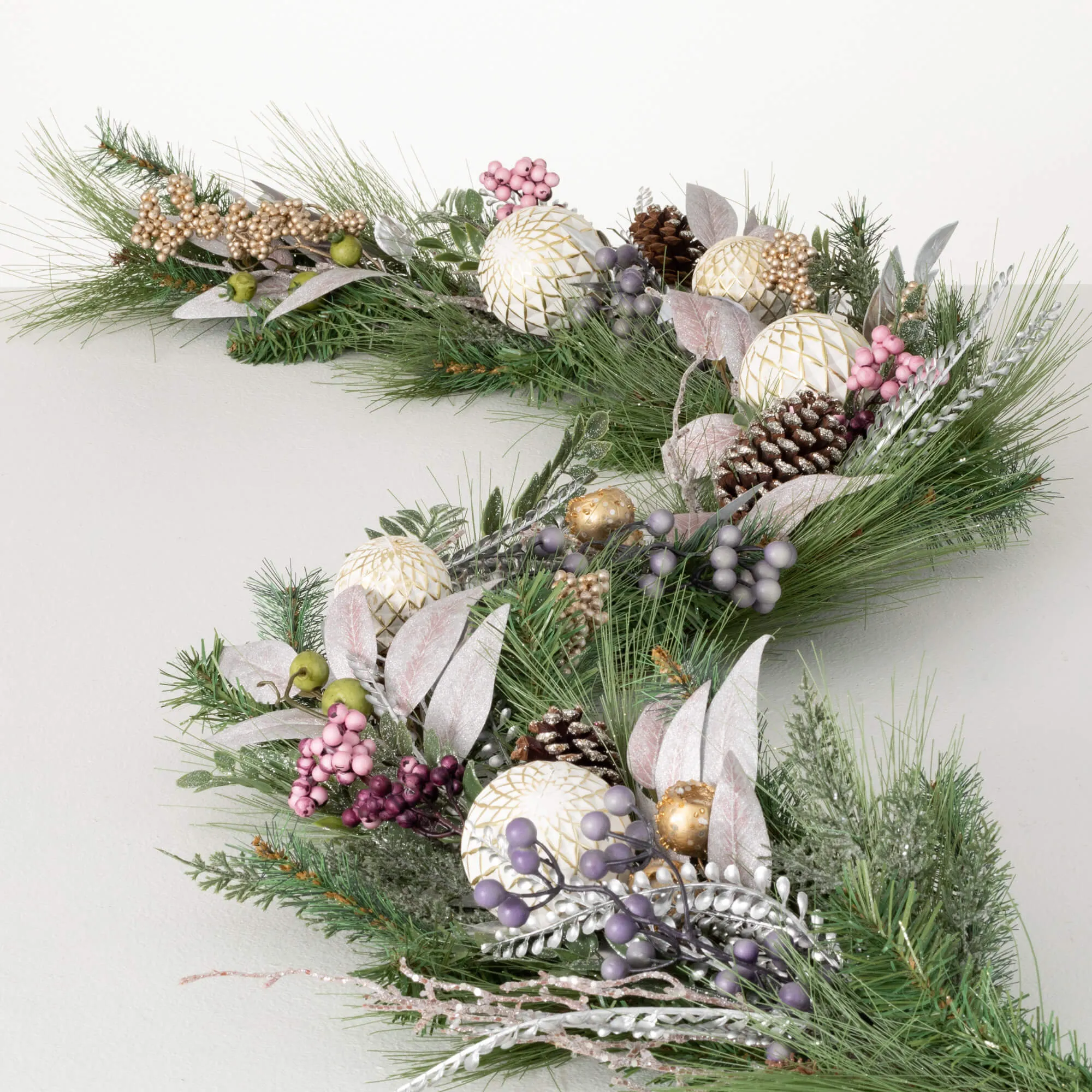 6'L Sullivans Mixed Ball Pine Garland, Multicolored Christmas Garland