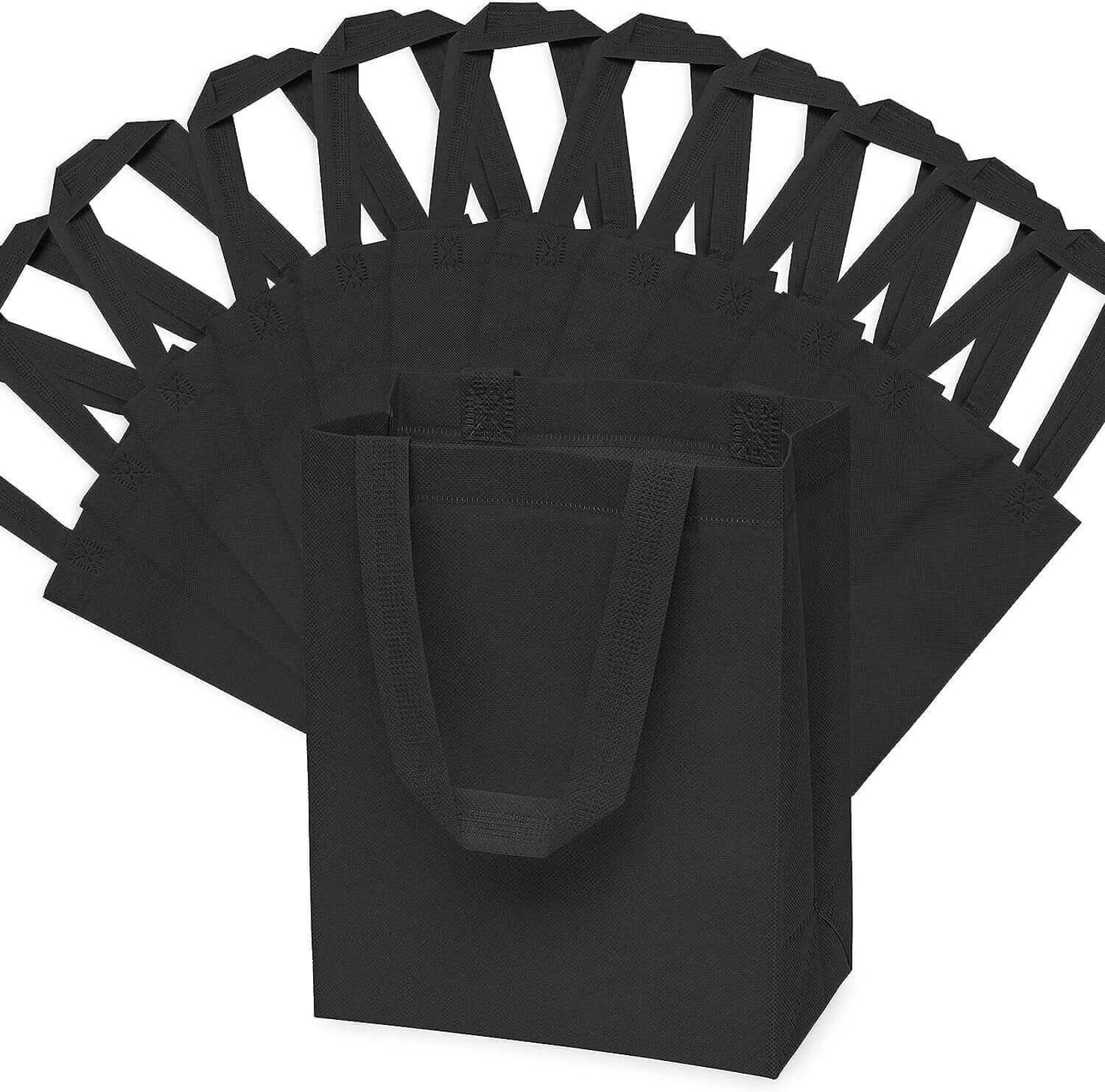 8x4x10 Small Black Heat Sealed Reusable Fabric Bags