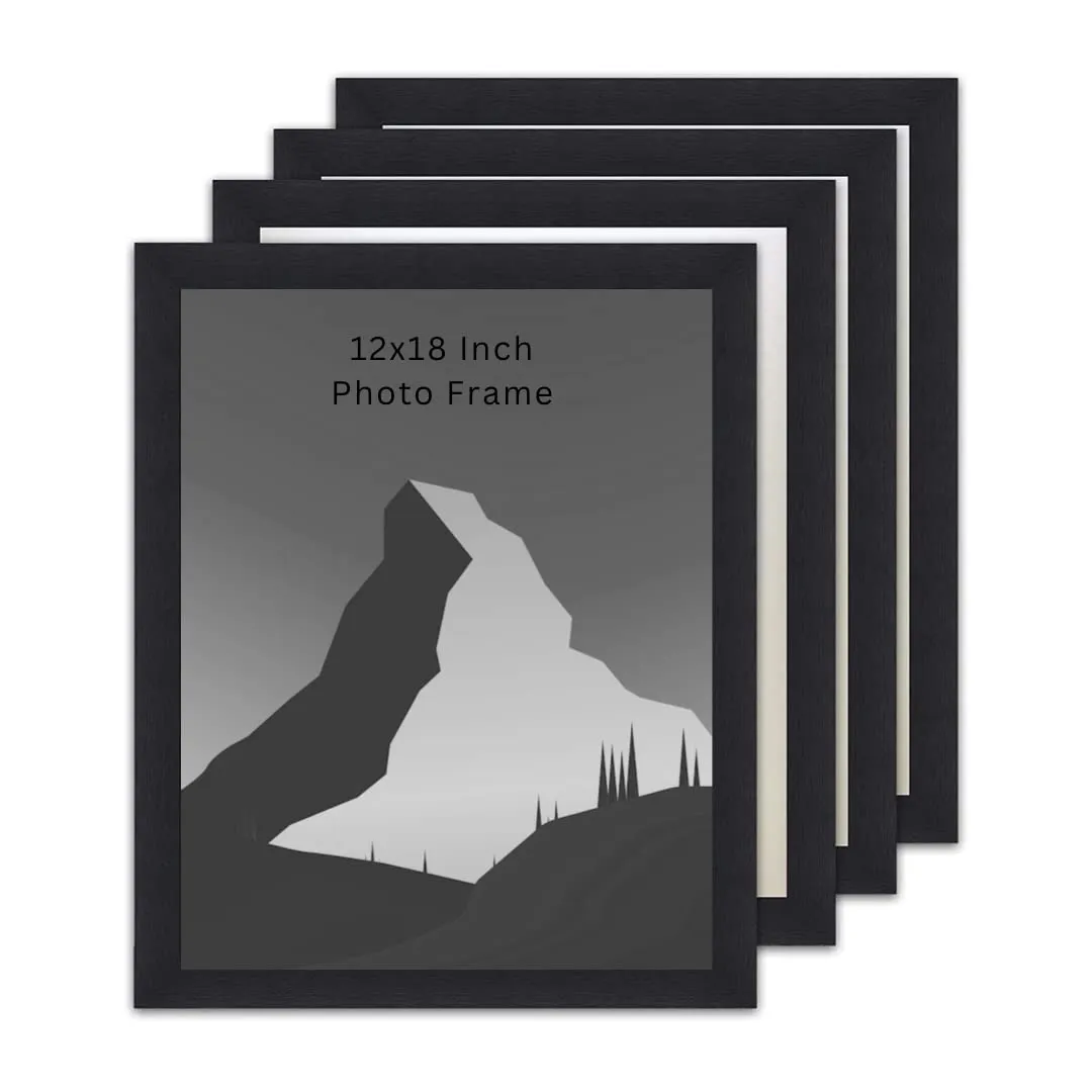 AbhiKalpya Art Studio A3 Size Photo Frame 12 x 18 Black Frame Blank/Empty Photo Frame For Wall Artwork/Paintings/Quotes Synthetic Wood) Set-Pack of 4