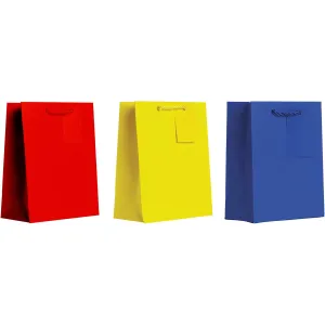 All Occasion Primary Medium Solid Paper Gift Bags (6 Pack)