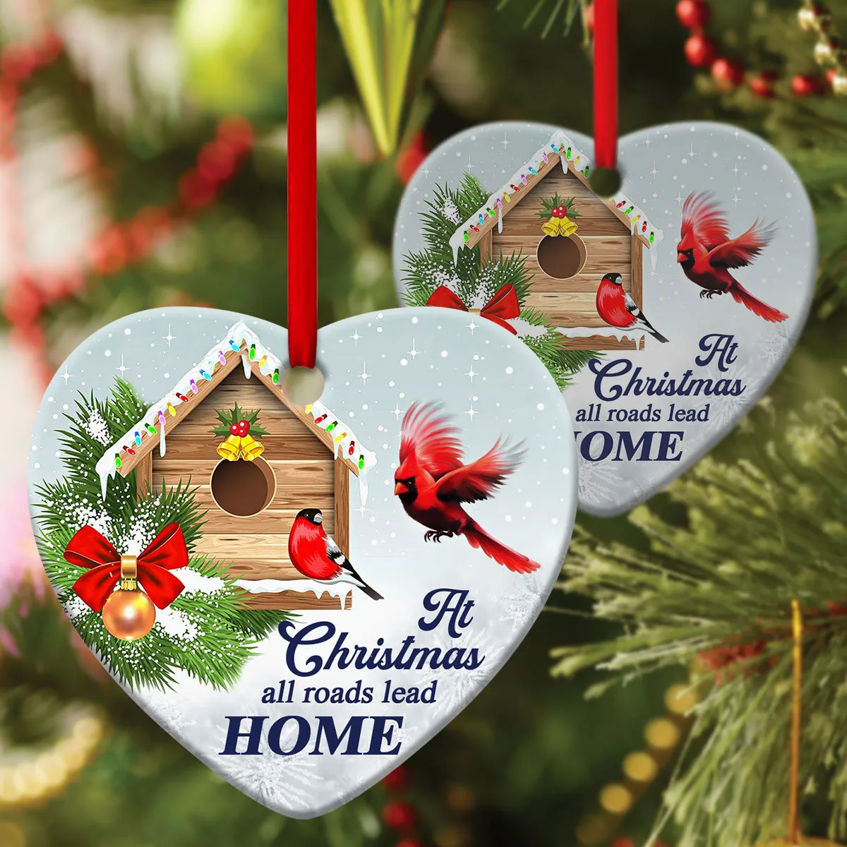 Amazing Christian Ceramic Heart Ornament - All Roads Lead Home At Christmas - Christmas Decor