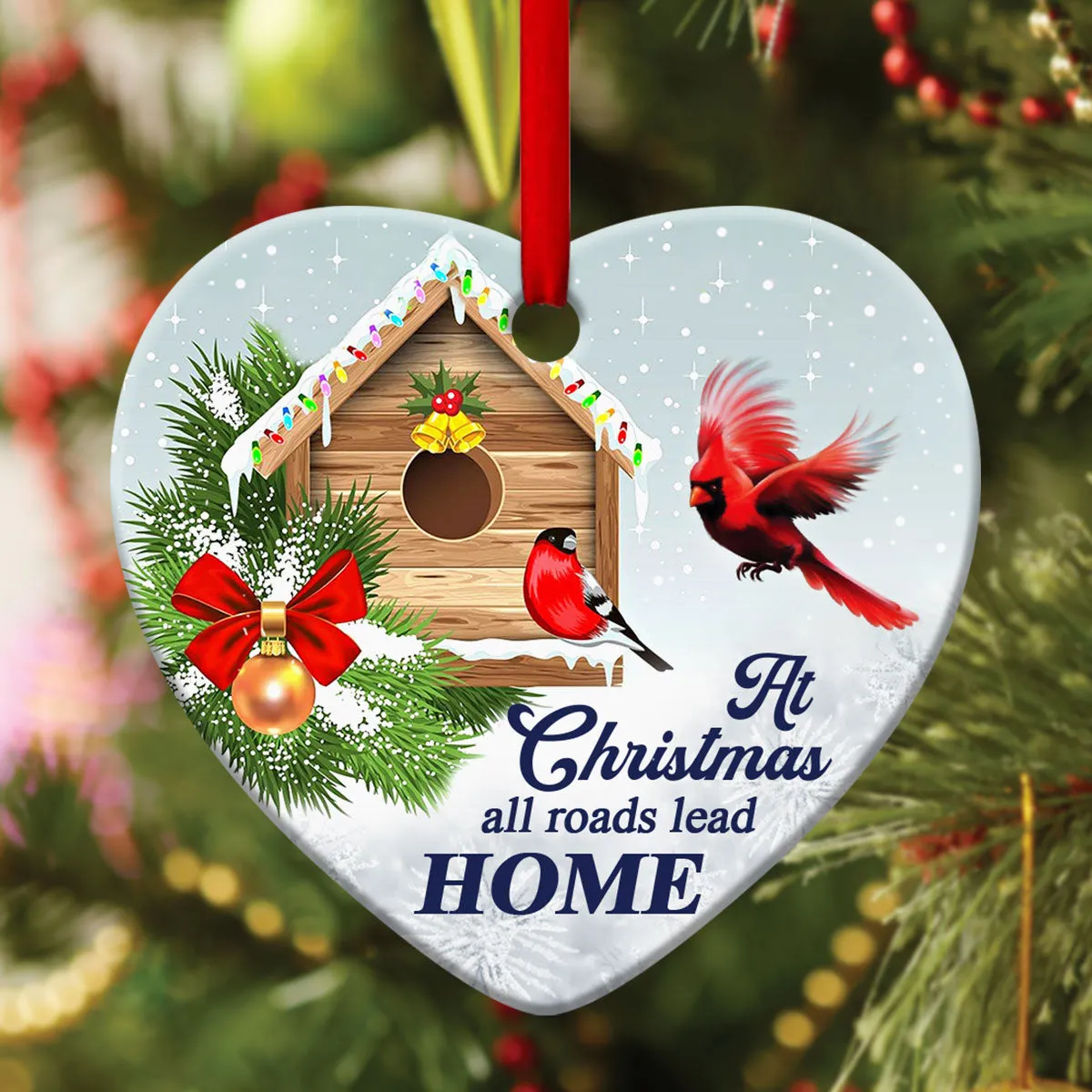 Amazing Christian Ceramic Heart Ornament - All Roads Lead Home At Christmas - Christmas Decor