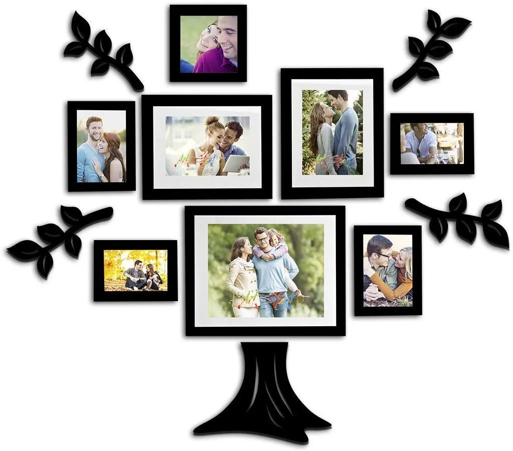 Art Street 8 Black & White Wall Photo Frames Collage Picture Frames Wall Gallery Kit for Wall and Home with PVC Shelf Mix Size (4 Units 4x6, 3 Units 6x8, 1 Unit 8x10)