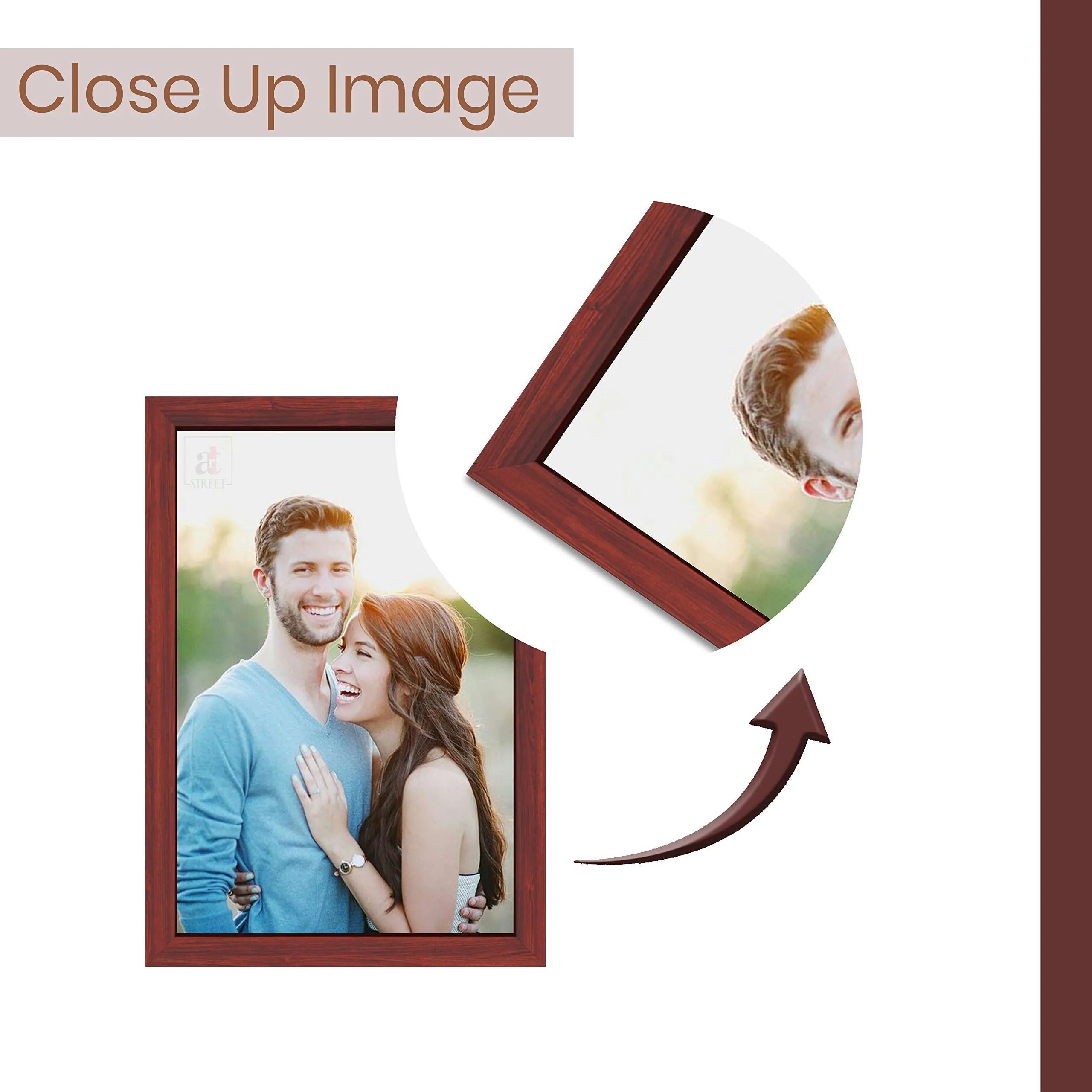 Art Street A4 Size Photo Frame For Wall Set of 5 Brown Picture Frame For Home and Office Decoration with Free Hanging Accessories-Size -8x12 Inches