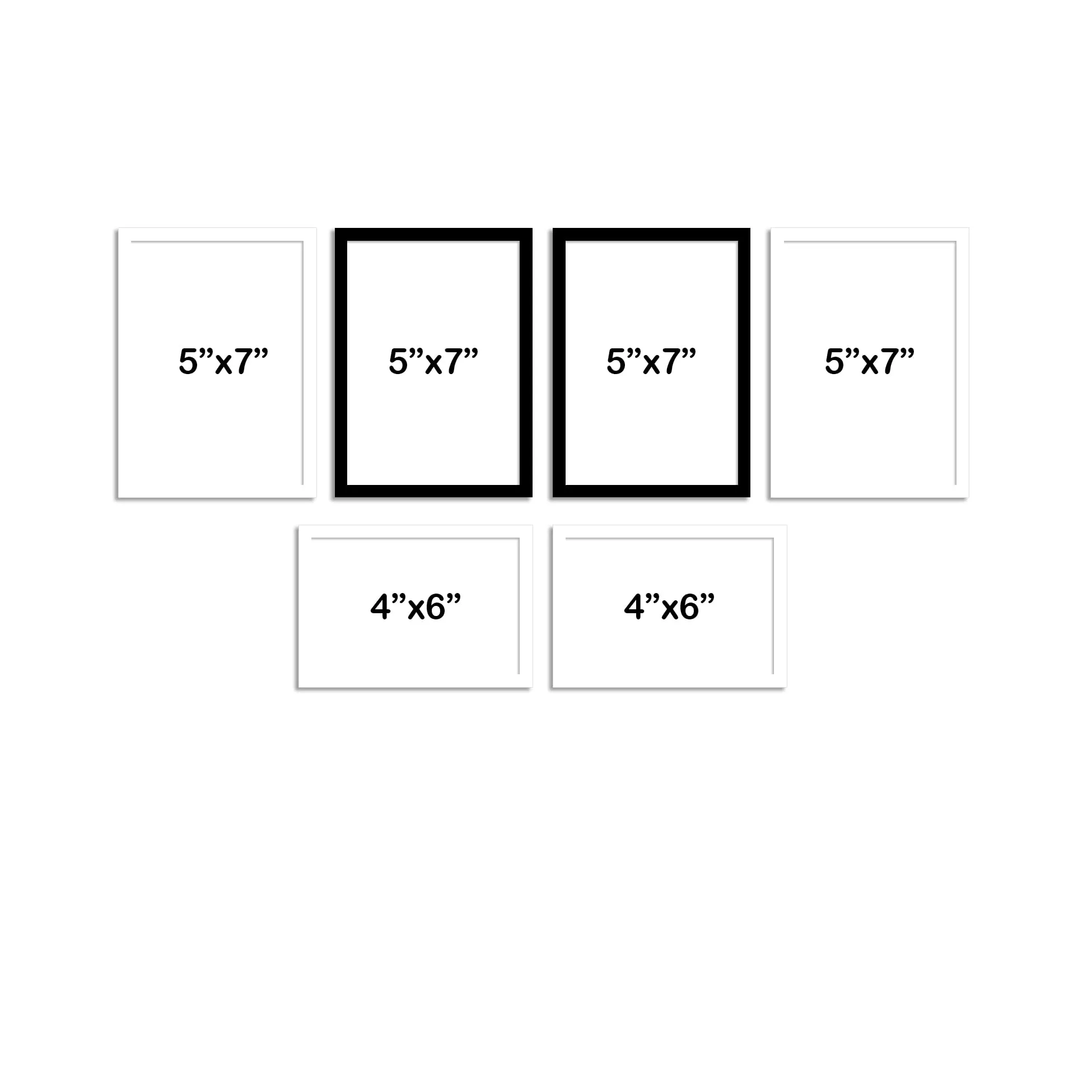 Art Street Bristol Synthetic Wood Wall Photo Frame for Home Décoration Eco Series Photoframes for Wall Décor (Black & White, Set of 6, Size_ 4x6, 5x7 Inchs)