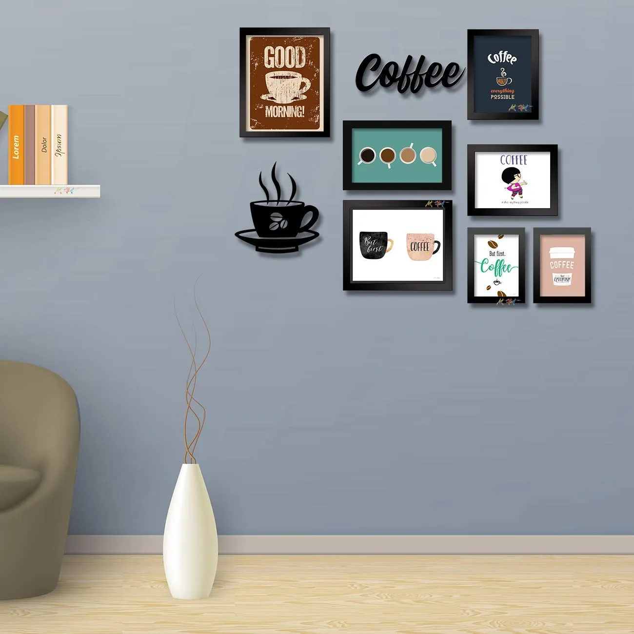 Art Street I LOVE Coffee Framed Poster Set for Coffee Decor Wall Art Posters for any Kitchen, Home Decoration, Cafe Bar, Dinner or Restaurant.