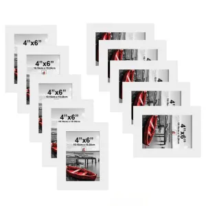 Art Street Individual Wall Photo Frame, White, 4x6 Inches- Set of 10