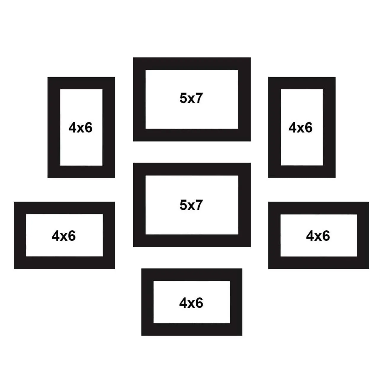 Art Street Saturn Set of 7 Black Wall Photo Frame, Picture Frame for Home Decor (Size - 4x6, 5x7)