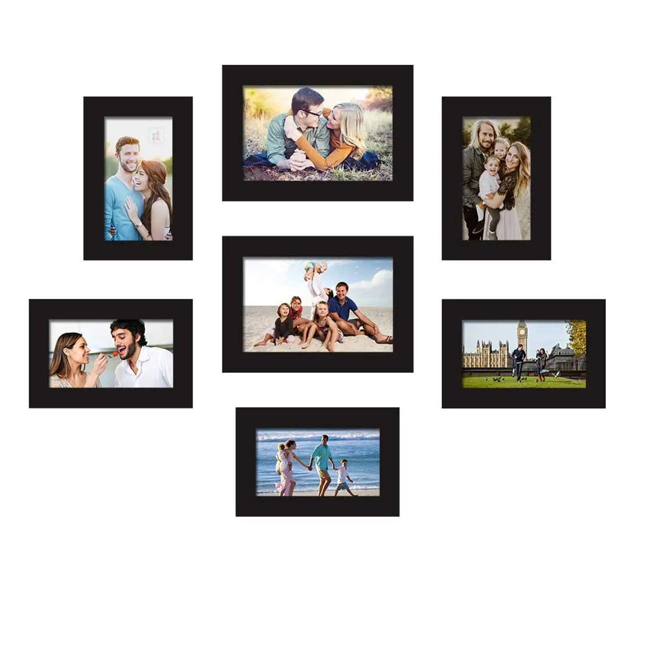 Art Street Saturn Set of 7 Black Wall Photo Frame, Picture Frame for Home Decor (Size - 4x6, 5x7)