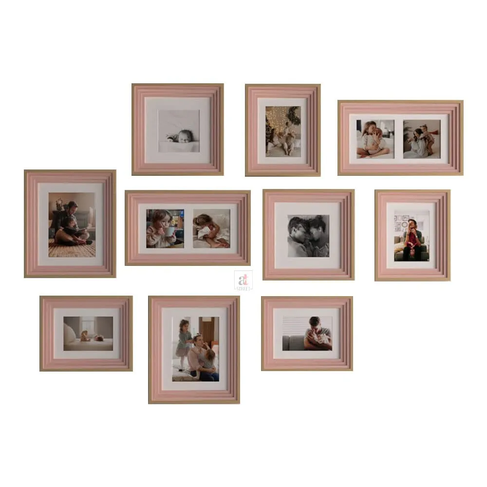 Art Street Set of 10 Allure Premium 3D Photo Frame for Living Room, Home Decoration & Office Décor, Wall Picture Frame (Pink, 6x8, 6x10, 8x8, 8x10 Inches)