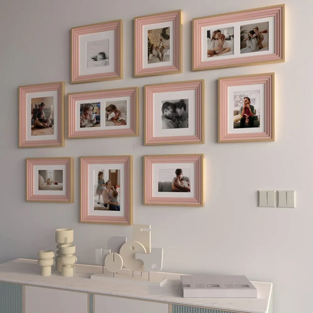 Art Street Set of 10 Allure Premium 3D Photo Frame for Living Room, Home Decoration & Office Décor, Wall Picture Frame (Pink, 6x8, 6x10, 8x8, 8x10 Inches)