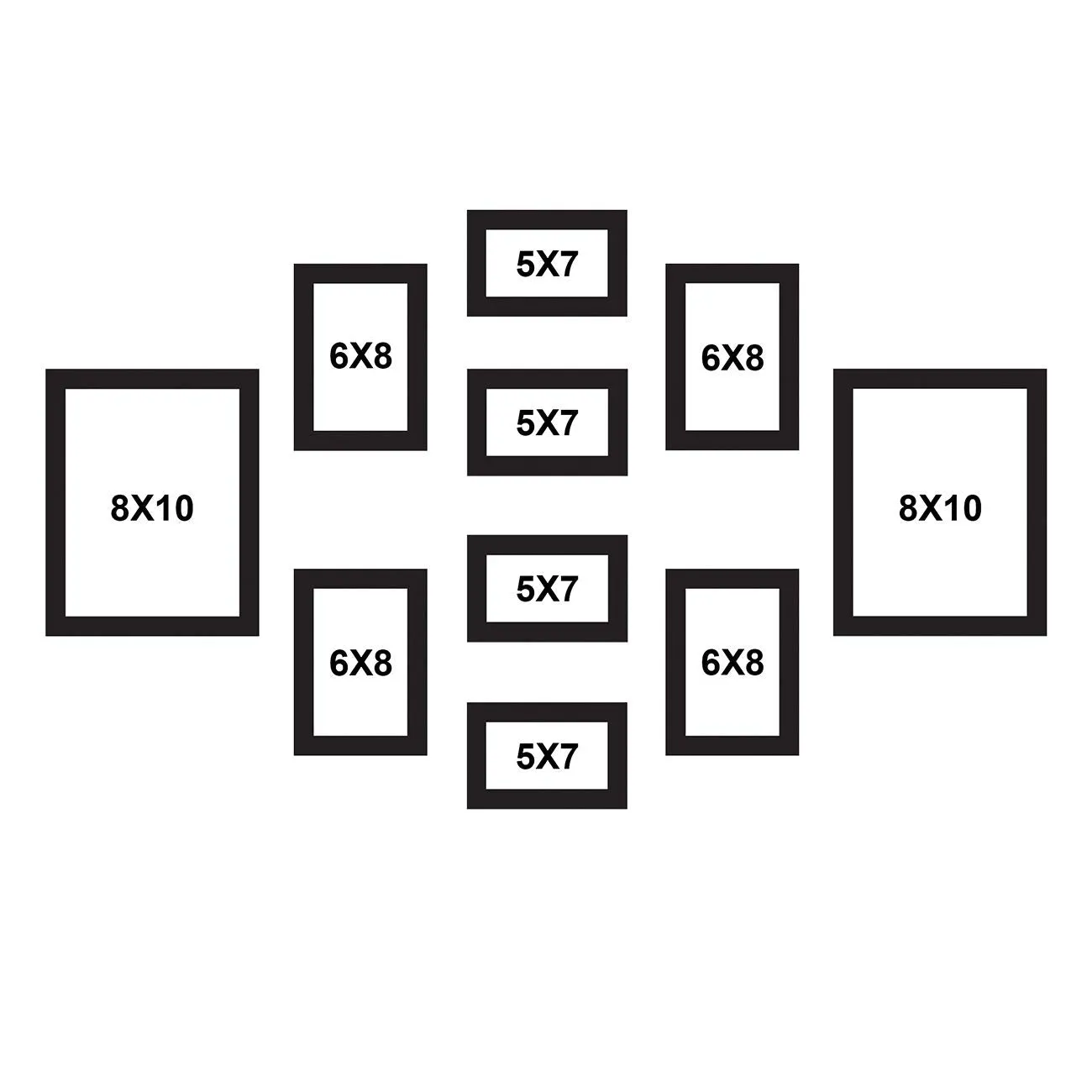 Art Street Set of 10 Individual Black Wall Photo Frames Wall Decor ||Mix Size|| 4 Units 5X7, 4 Units 6x8, 2 Unit 8x10||