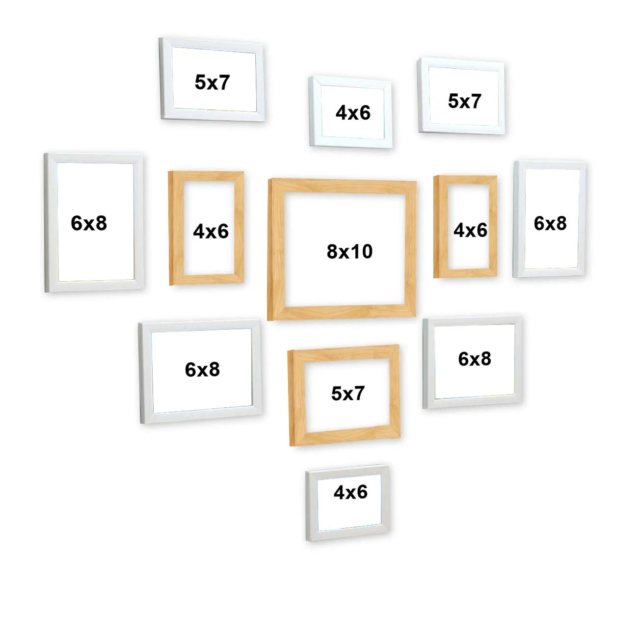 Art Street Set of 12 White & Beige Wall Photo Frame, Picture Frame for Home Decor, Size- 4x6,5x7, 6x8, 8x10 inches