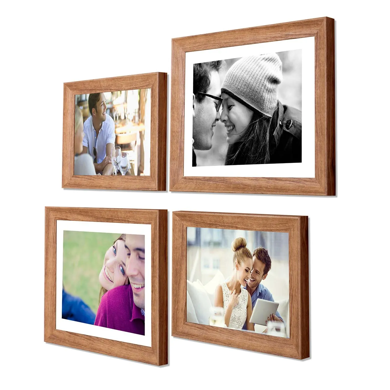 Art Street - Set of 4 Individual Brown Wall Photo Frames Wall Hanging (2 Units 6X8, 2 Units 8X10 inch)