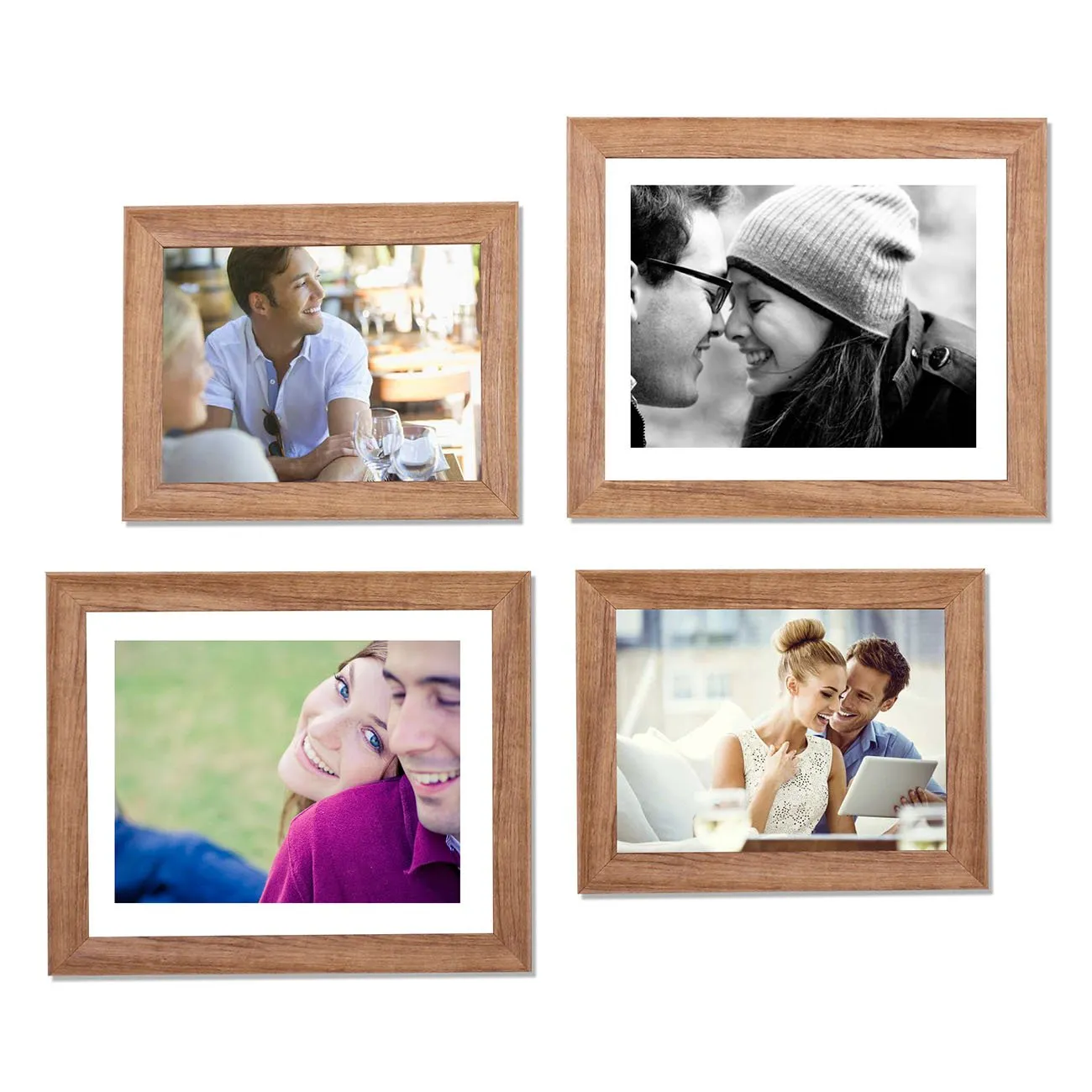 Art Street - Set of 4 Individual Brown Wall Photo Frames Wall Hanging (2 Units 6X8, 2 Units 8X10 inch)