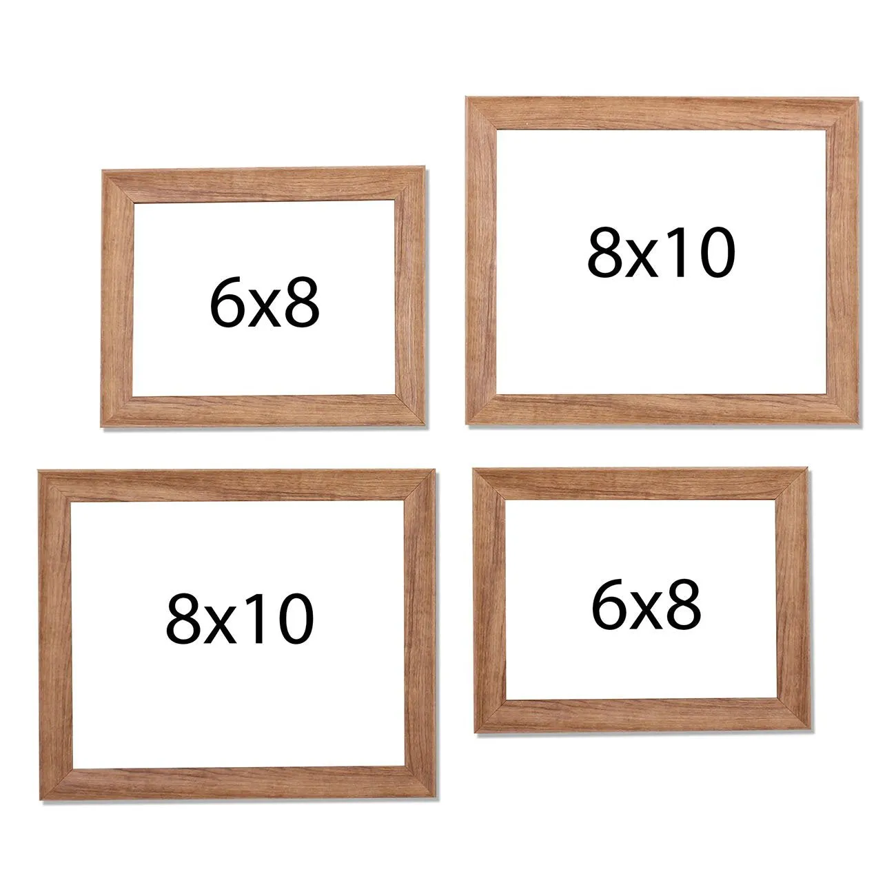 Art Street - Set of 4 Individual Brown Wall Photo Frames Wall Hanging (2 Units 6X8, 2 Units 8X10 inch)