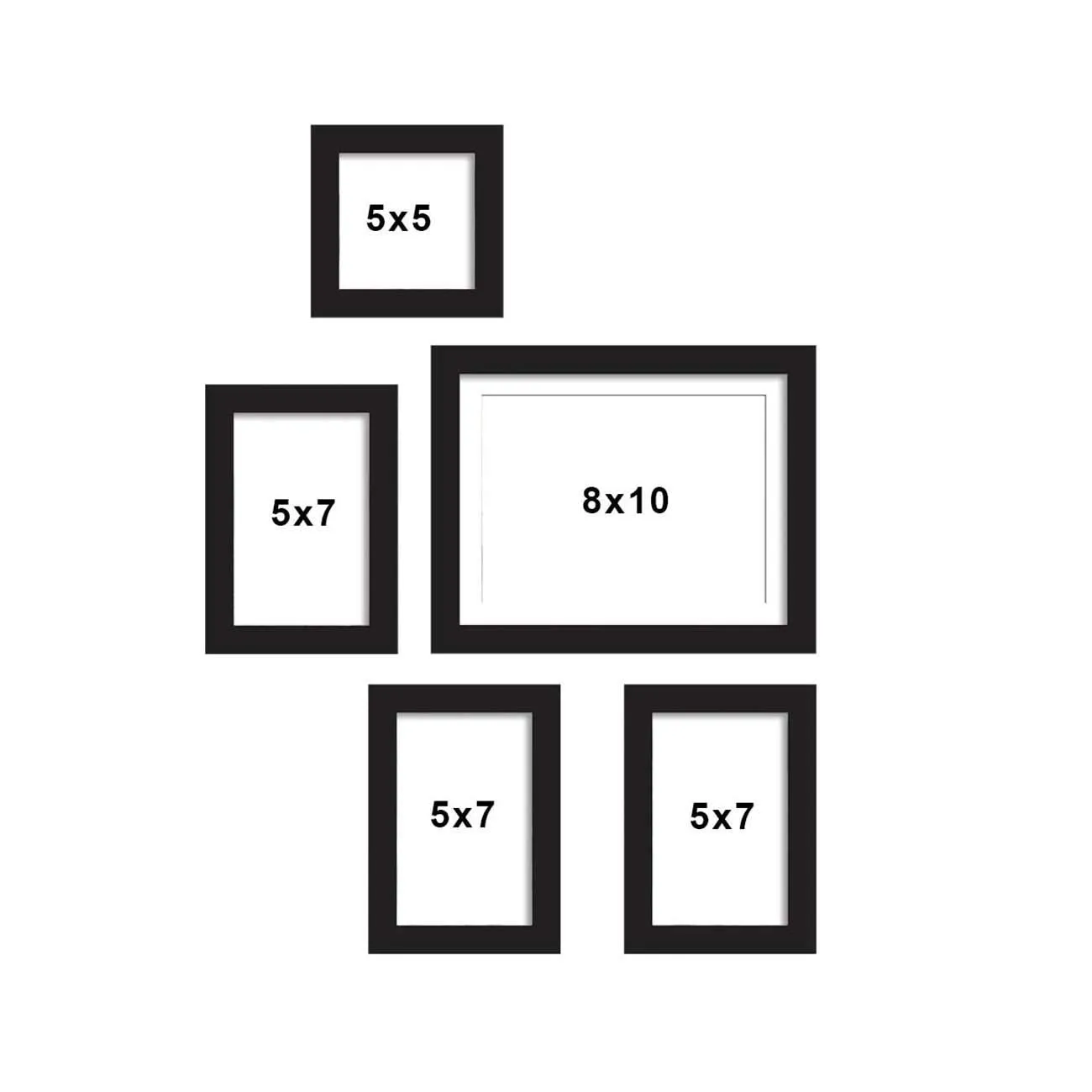 Art Street Set of 5 Black Wall Photo Frame, Picture Frame for Home Decor (Size - 5x5, 5x7, 8x10 Inchs)