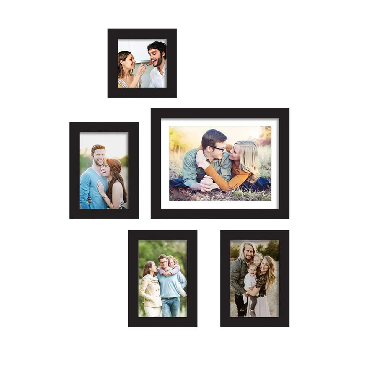 Art Street Set of 5 Black Wall Photo Frame, Picture Frame for Home Decor (Size - 5x5, 5x7, 8x10 Inchs)