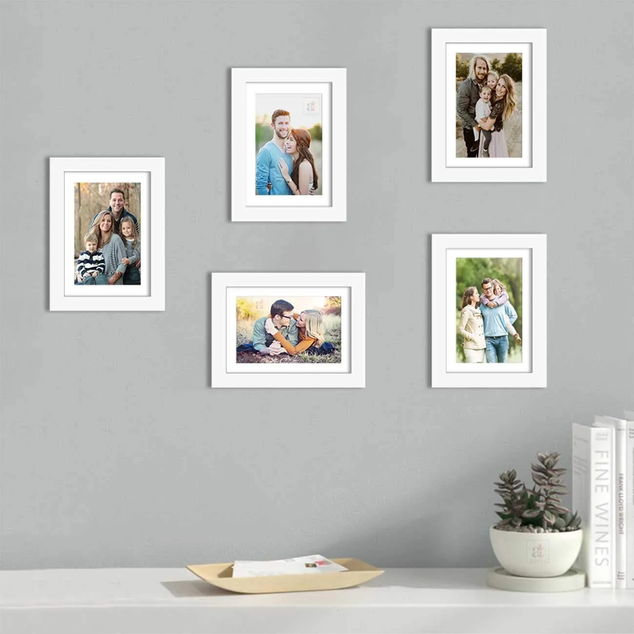 Art Street Set of 5 White Wall Photo Frame, Picture Frame for Home Decor (Size -6x8 Inchs)