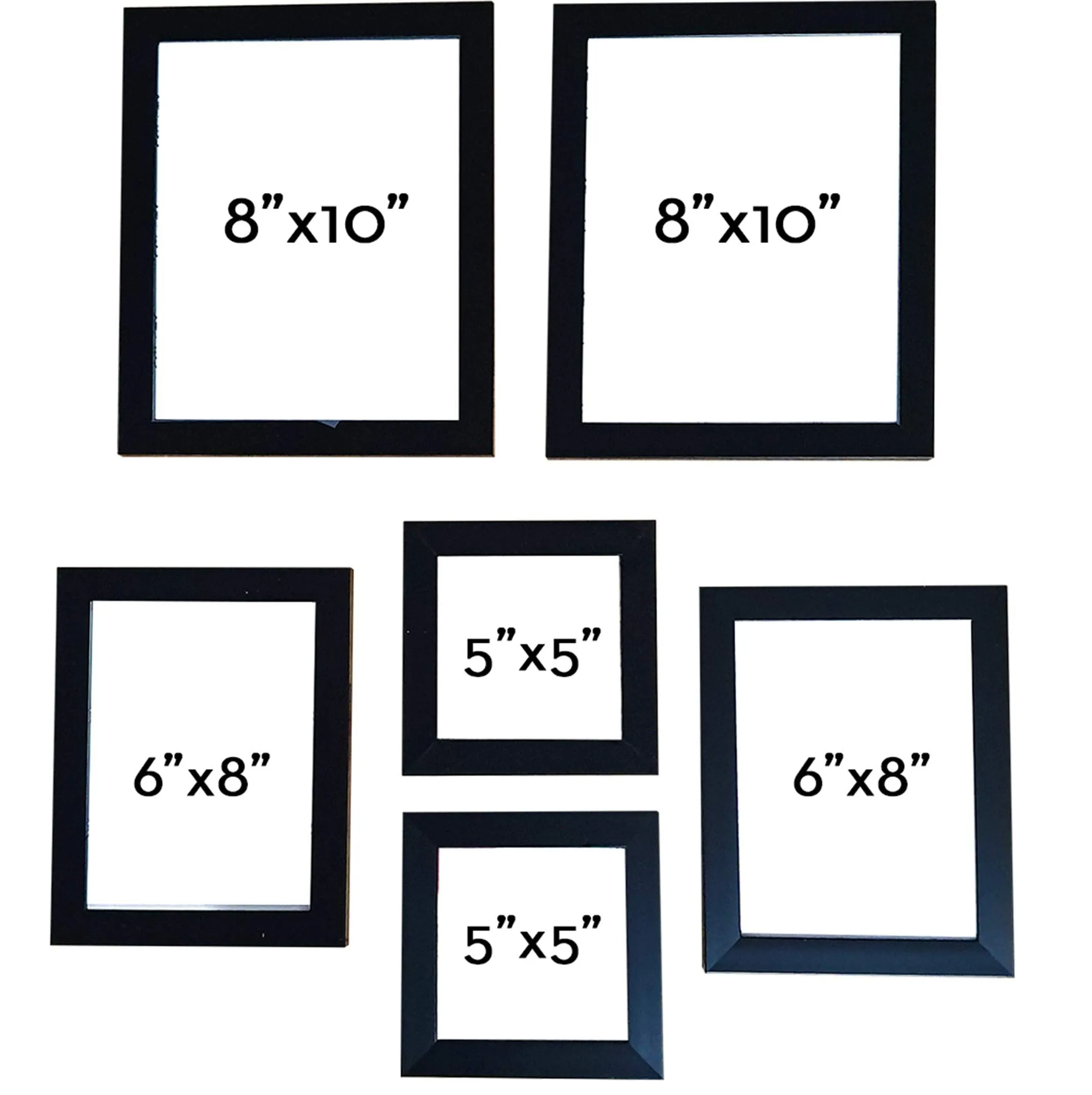 Art Street Set of 6 Individual Black Wall Photo Frames Wall Picture Frame ||Mix Size||2 Units 5x5, 2 Units 6X8, 2 Units 8x10 inches||