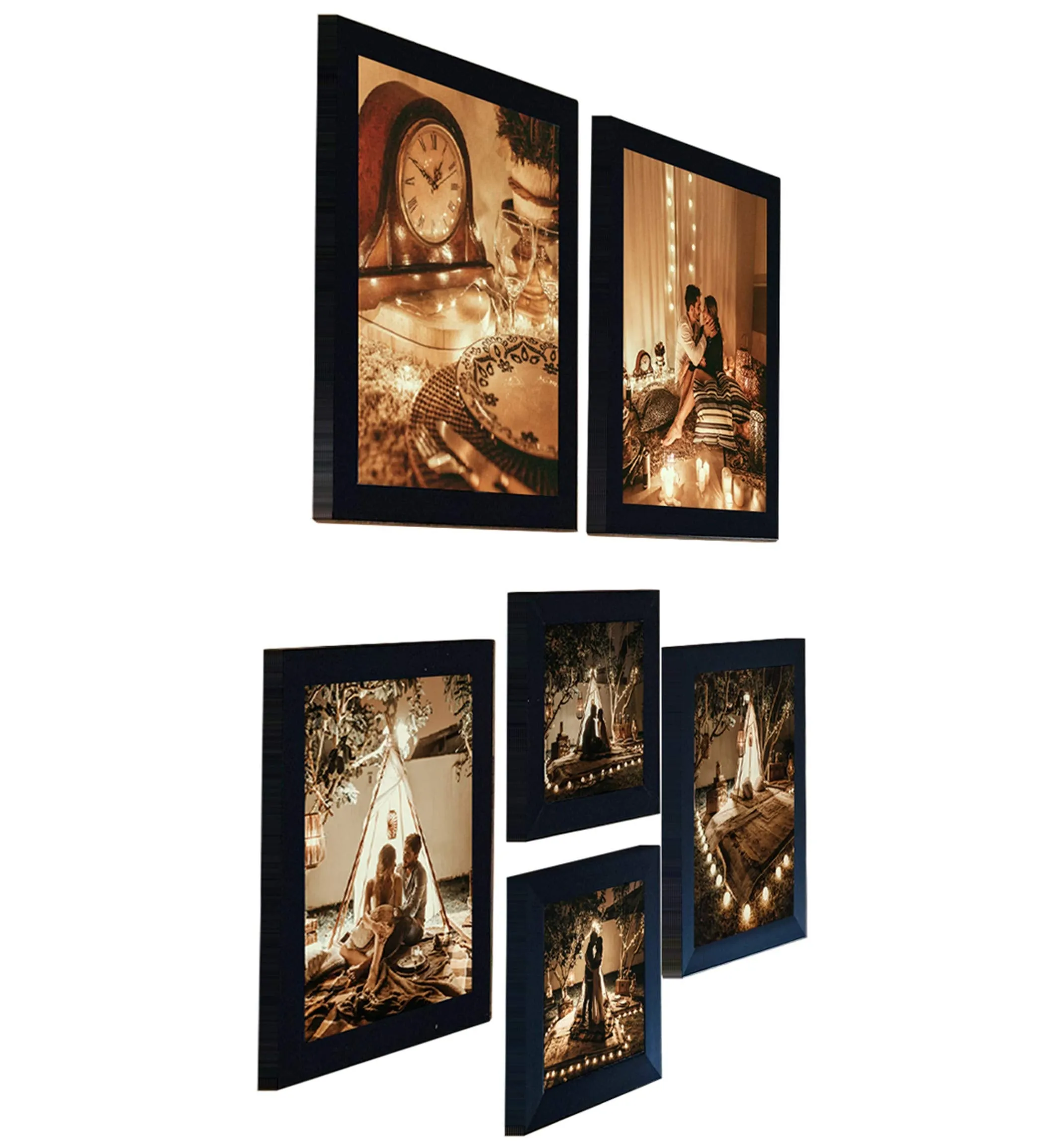 Art Street Set of 6 Individual Black Wall Photo Frames Wall Picture Frame ||Mix Size||2 Units 5x5, 2 Units 6X8, 2 Units 8x10 inches||