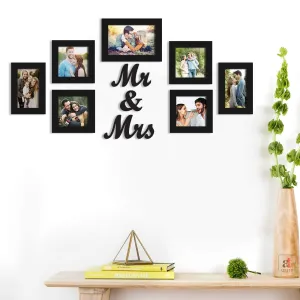 Art Street Set of 7 Black Wall Photo Frame, Picture Frame for Home Decor with MR & Mrs MDF Plaque, Size-4x6, 5x5, 5x7 inchs