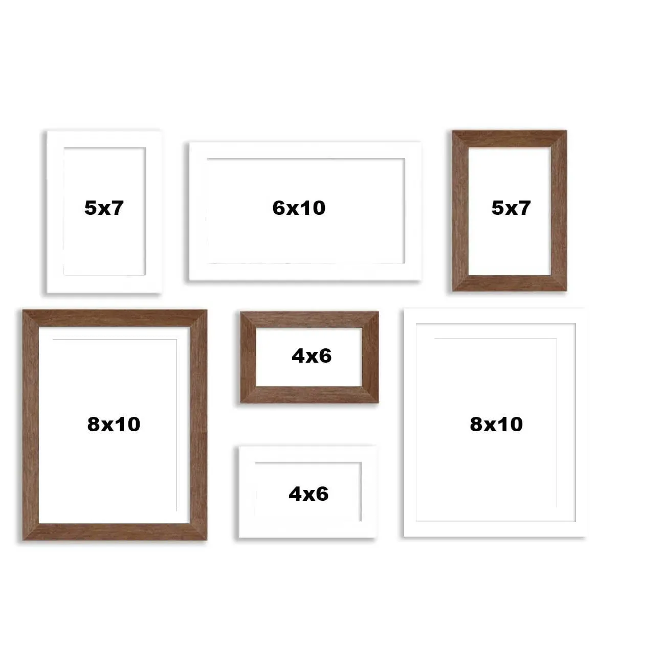 Art Street Set of 7 White & Brown Wall Photo Frame for Home Decor, Picture Frame for Living Room Wall Decoration Mix Size (White & Brown, 4x6, 5 x7, 8x10 Inchs)