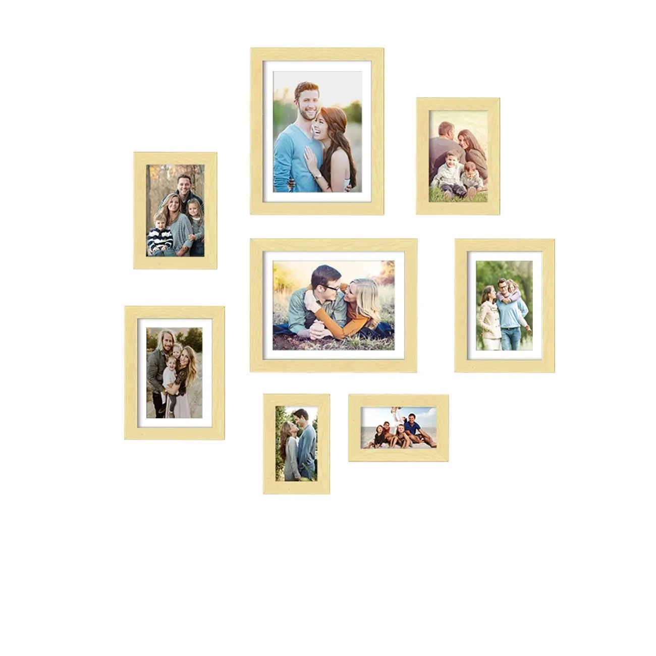 Art Street Set of 8 Beige Wall Photo Frame, Picture Frame for Home Decor with Free Hanging Accessories (Size - 4x6, 5x7, 6x8, 8x10 Inchs)