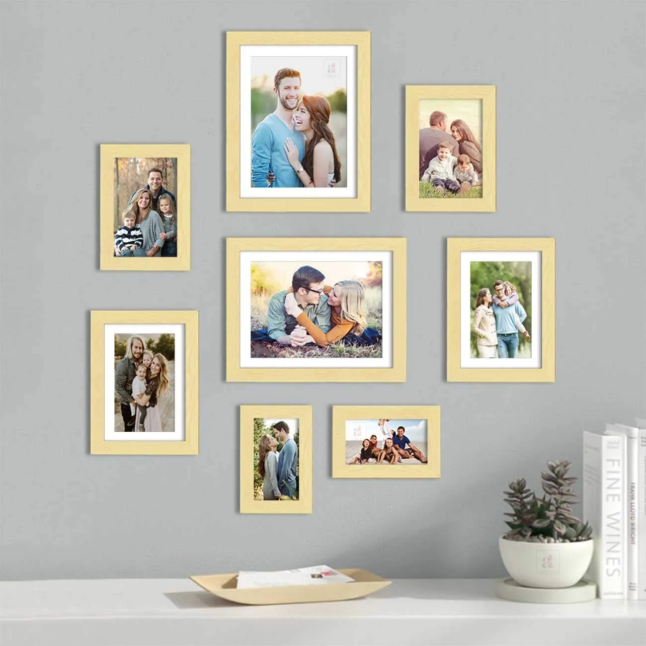 Art Street Set of 8 Beige Wall Photo Frame, Picture Frame for Home Decor with Free Hanging Accessories (Size - 4x6, 5x7, 6x8, 8x10 Inchs)