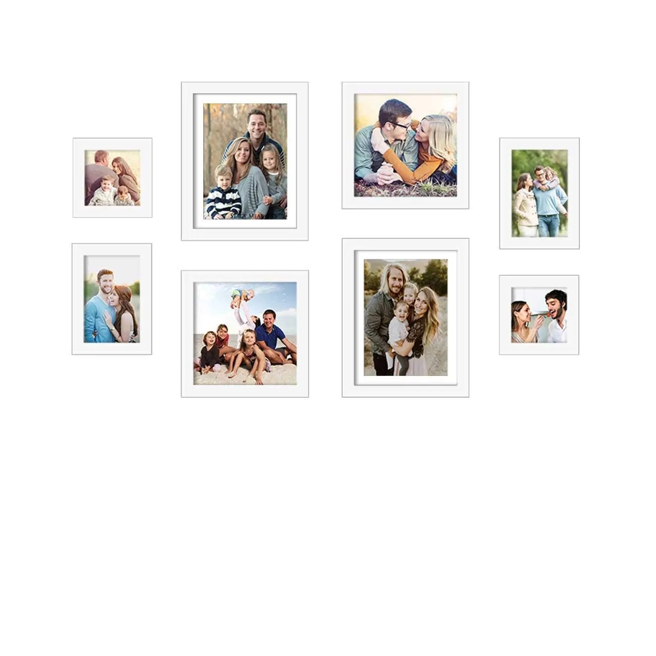 Art Street Set of 8 White Wall Photo Frame, Picture Frame for Home Decor (Size -5x5,5x7,8x8,8x10 Inchs)