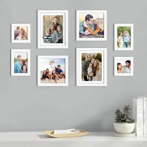 Art Street Set of 8 White Wall Photo Frame, Picture Frame for Home Decor (Size -5x5,5x7,8x8,8x10 Inchs)