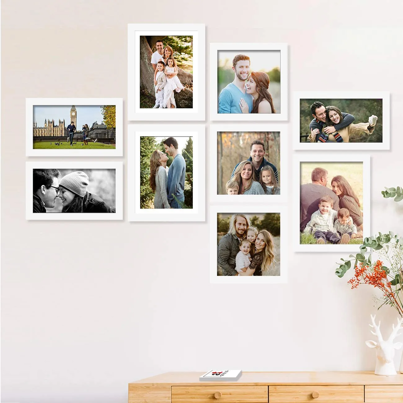 Art Street Set of 9 Individual White Photo Frame for Home Wall Decoration (Size - 8 x 10 Inches, 8 x 8 Inches,6 x 10 Inches)