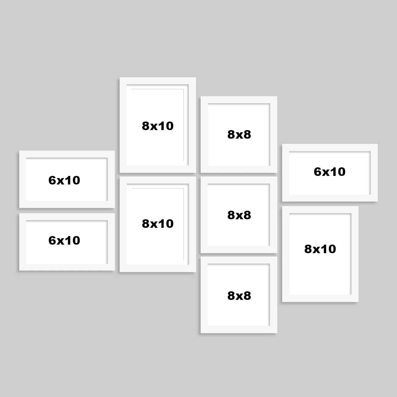 Art Street Set of 9 Individual White Photo Frame for Home Wall Decoration (Size - 8 x 10 Inches, 8 x 8 Inches,6 x 10 Inches)