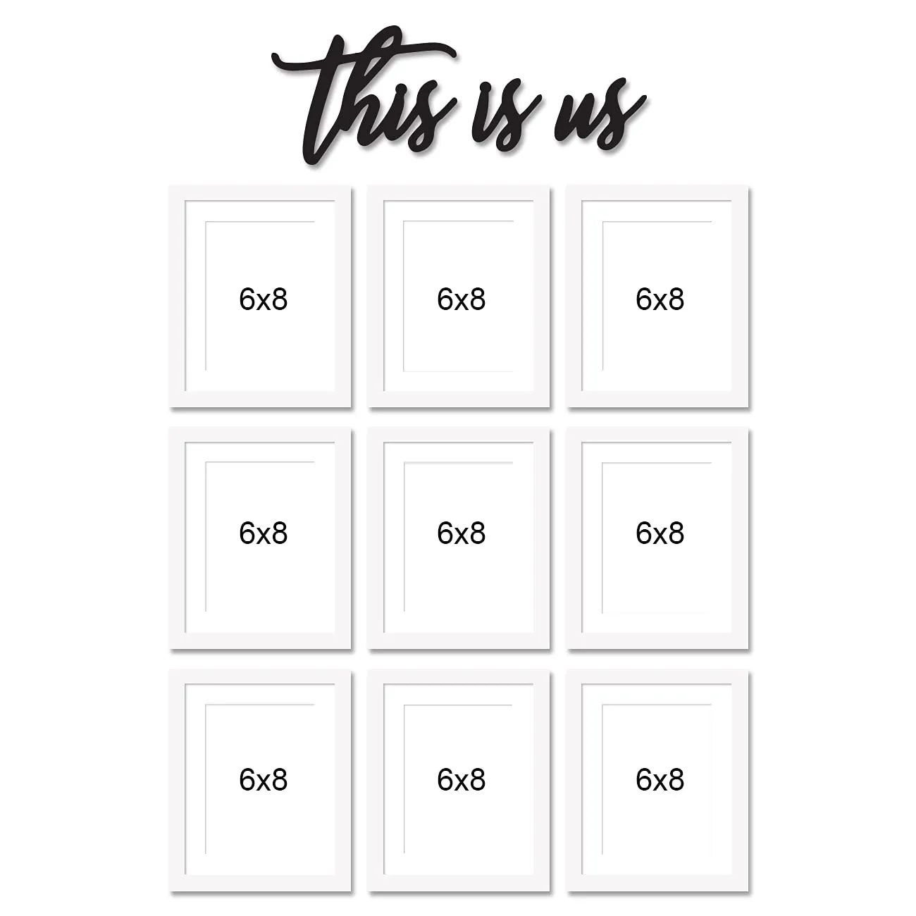 Art Street Set of 9 This Is Us White Wall Photo Frame Collage for Living Room, Wall Hanging Picture Photo Frames Home & Wall Decoration, (8x10 Set of 9, with matt 6x8 Inch)