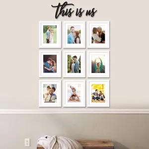 Art Street Set of 9 This Is Us White Wall Photo Frame Collage for Living Room, Wall Hanging Picture Photo Frames Home & Wall Decoration, (8x10 Set of 9, with matt 6x8 Inch)