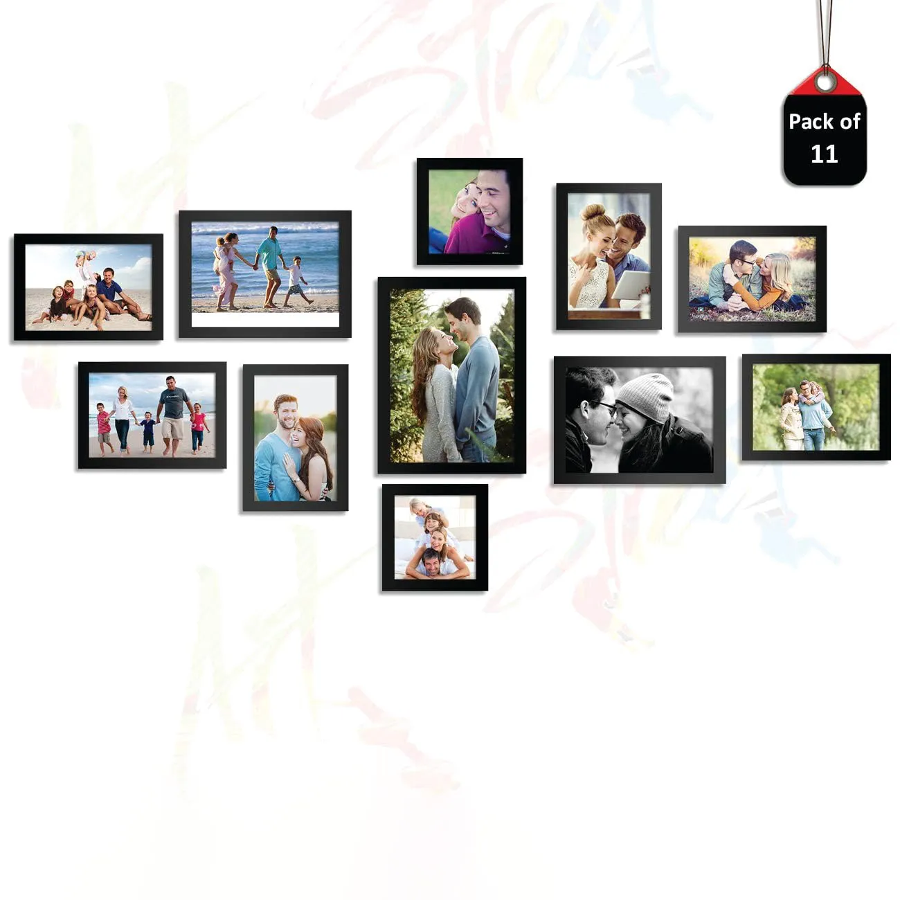 Art Street SMALL BOULEVARD Set of 11 Individual Wall Photo Frames Wall Decor ||Mix Size||6 Units 4X6,2 Units 5x5, 2 Units 6X8, 1 Unit 8x10 inches||