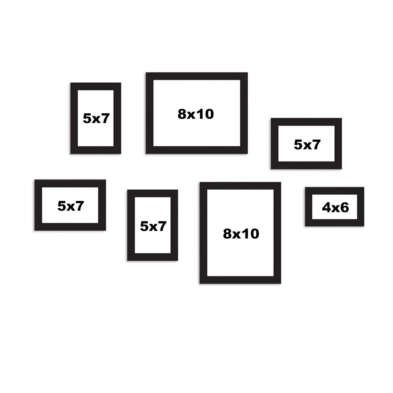 Art Street Synthetic Wood Wall Photo Frame (1 unit: 4 x 6 inch, 4 units: 5 x 7 inch, 2 units: 8 x 10 inch, Black)